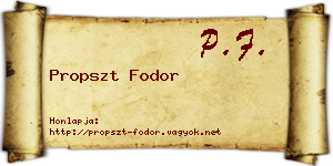 Propszt Fodor névjegykártya